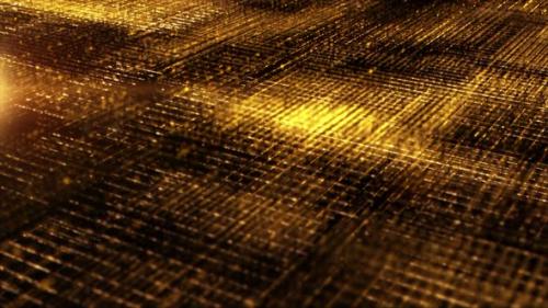 Videohive - Futuristic Golden Matrix Grid Particles Background - 35542208 - 35542208