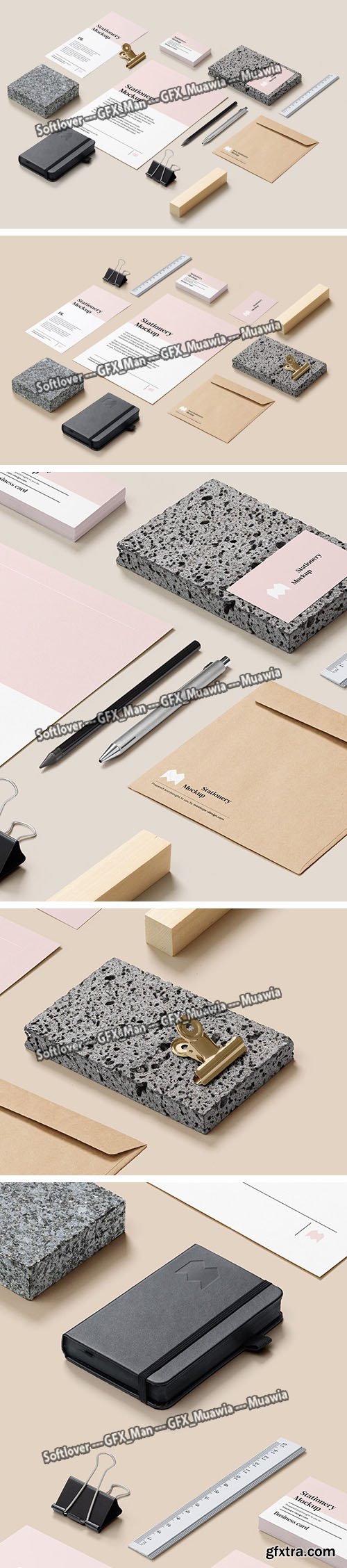 Customizable Stationery Scene PSD Mockups Templates