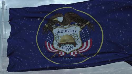 Videohive - Utah Winter Flag with Snowflakes Background - 35523990 - 35523990
