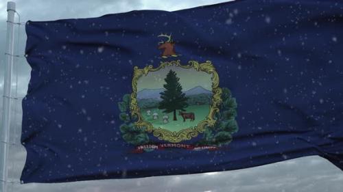 Videohive - Vermont Winter Flag with Snowflakes Background - 35524002 - 35524002