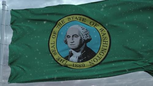 Videohive - Washington Winter Flag with Snowflakes Background - 35524017 - 35524017