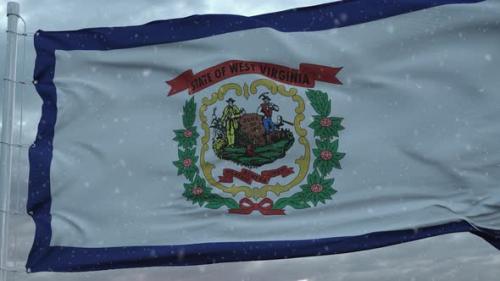 Videohive - West Virginia Winter Flag with Snowflakes Background - 35524019 - 35524019