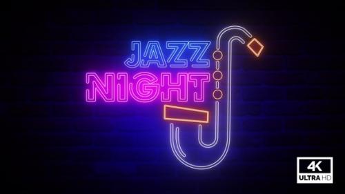 Videohive - Jazz Night Neon Sign Animation Background - 35530179 - 35530179