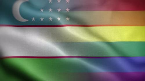 Videohive - LGBT Uzbekistan Flag Loop Background 4K - 35535604 - 35535604