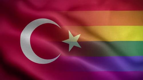 Videohive - LGBT Turkey Flag Loop Background 4K - 35535610 - 35535610