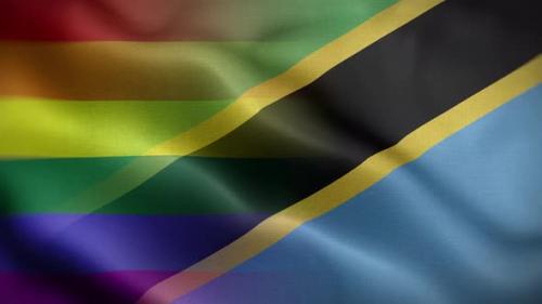 Videohive - LGBT Tanzania Flag Loop Background 4K - 35535612 - 35535612