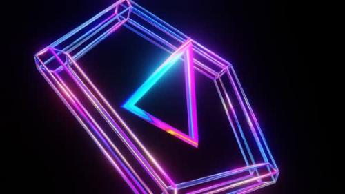 Videohive - Vj Loop Neon Abstraction Of Flying Figures 02 - 35536489 - 35536489