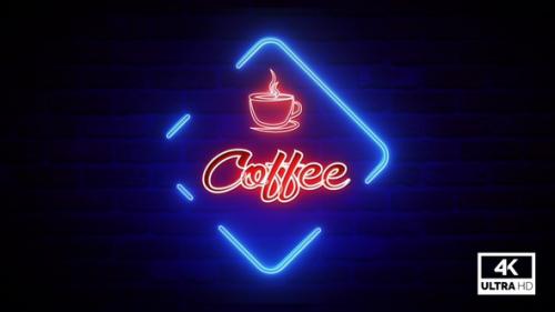 Videohive - Coffee Neon Sign Animation Background - 35541787 - 35541787
