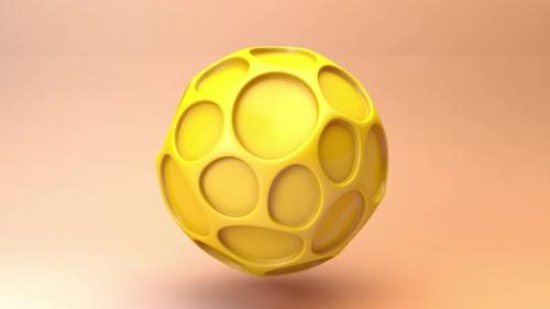 Videohive - Sphere inside Perforated Sphere inflates by Moving Yellow Colored Sphere Looped Animation - 34134604 - 34134604