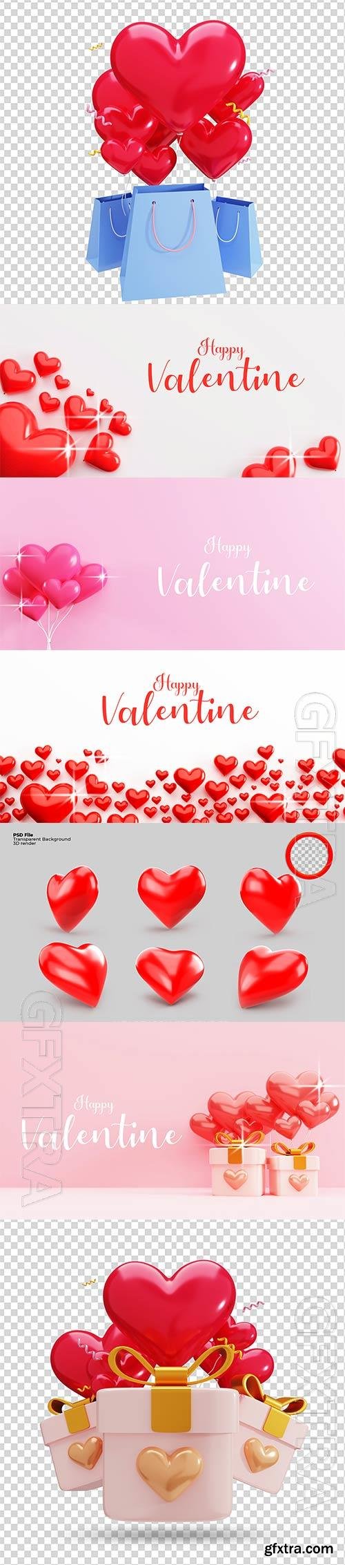 3d rendering of valentine concept background psd