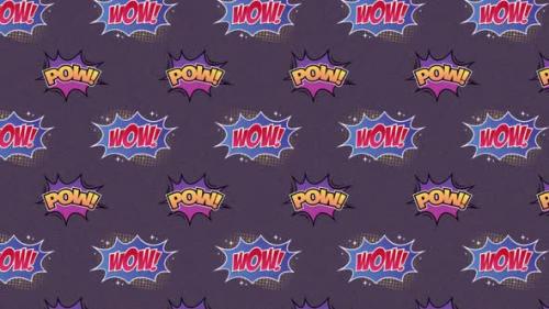 Videohive - Animation of multiple vintage comic cartoon speech bubbles with Pow! and Wow! text moving - 35624289 - 35624289