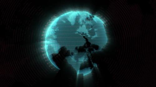 Videohive - 3d Rotated Technology Hologram Earth - 35632083 - 35632083