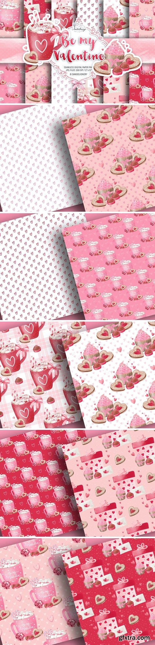 Be my Valentine digital paper pack