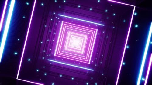 Videohive - Neon Light Square Tunnel VJ Loop - 35633004 - 35633004