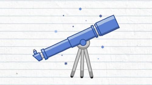 Videohive - Animation of a telescope on blue lines on a white background - 35624257 - 35624257