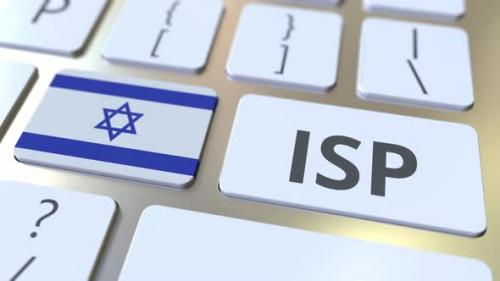 Videohive - ISP or Internet Service Provider Text and Flag of Israel on Keyboard - 35631989 - 35631989