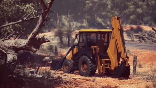 Videohive - Excavator Tractor in Bush Forest - 35633329 - 35633329