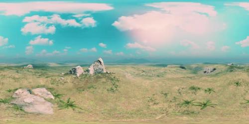 Videohive - VR360 Big Stones From the High Mountain Lies on the Meadow - 35633624 - 35633624