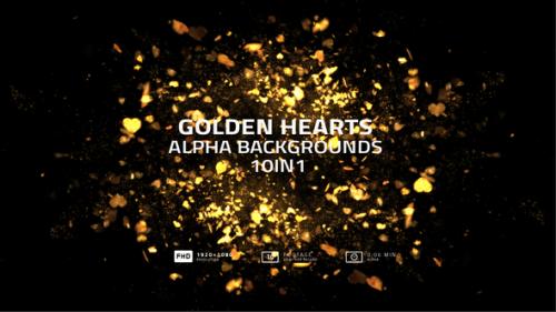 Videohive - Golden Hearts Alpha Backgrounds 10in1 - 35619008 - 35619008