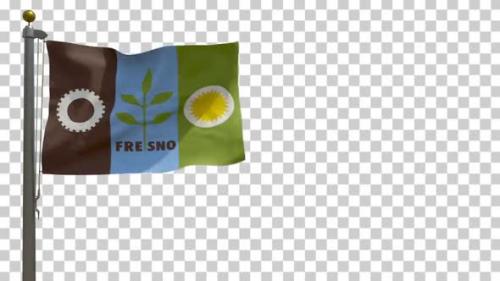 Videohive - Fresno City Flag (California, USA) on Flagpole with Alpha Channel - 4K - 35621594 - 35621594