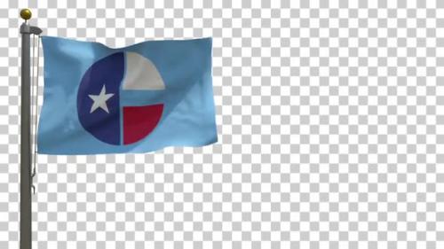 Videohive - Collin County Flag (Texas, USA) on Flagpole with Alpha Channel - 4K - 35621597 - 35621597