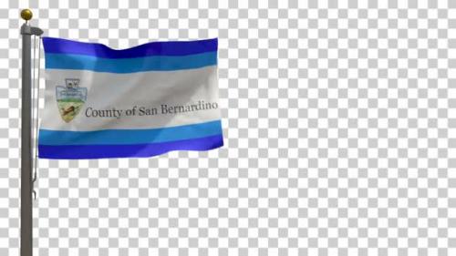 Videohive - San Bernardino County Flag (California, USA) on Flagpole with Alpha Channel - 4K - 35621601 - 35621601