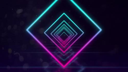 Videohive - Neon Geometric Shapes on black background 4k - 35623465 - 35623465