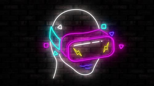 Videohive - Neon Gaming icons on black background 4k - 35623531 - 35623531