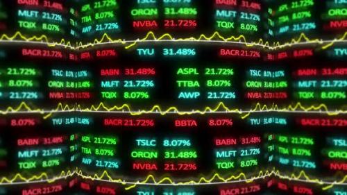 Videohive - Animation of stock market display with stock market tickers and graphs 4k - 35623565 - 35623565