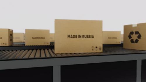 Videohive - Boxes with MADE IN Russia Text on Conveyor - 35590686 - 35590686