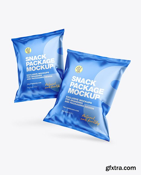 Two Matte Metallic Snack Packages Mockup 81635