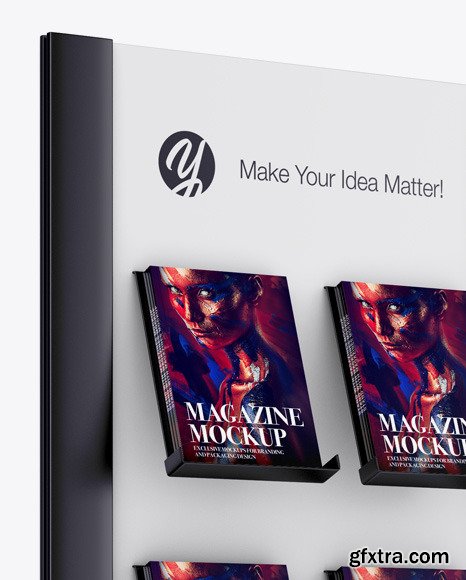 Metallic Stand with Magazines Mockup 49032