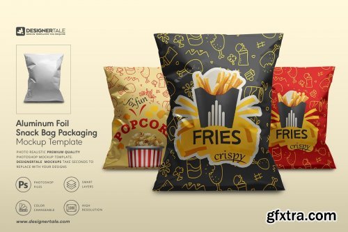 Foil Snack Bag Packaging Mockup 4151690