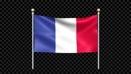 Videohive - Flag Of France Waving In Double Pole Looped - 35617216 - 35617216