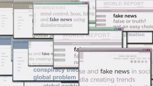 Videohive - Pop up windows with fake news and hoax information seamless looped - 35563374 - 35563374