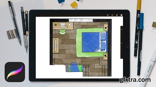 Interior Design: Drawing A Floor Plan Illustration in Procreate