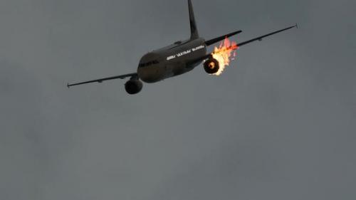 Videohive - Passenger Plane With Engine Burning Down - 35576970 - 35576970