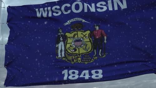 Videohive - Wisconsin Winter Flag with Snowflakes Background - 35578739 - 35578739