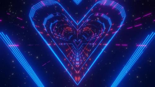 Videohive - 3d Render Abstraction in the Form of Multicolored Neon Hearts in Infinity - 35578806 - 35578806