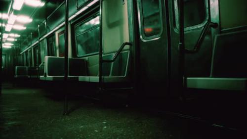 Videohive - Subway Wagon is Empty Because of the Coronavirus Outbreak in the City - 35579810 - 35579810