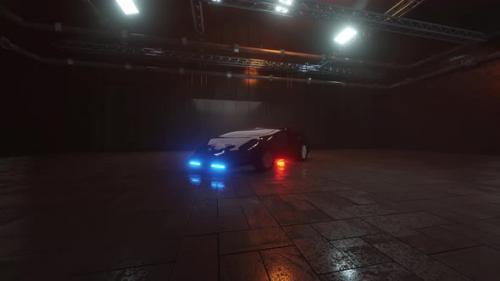 Videohive - 3D rendered animation of futuristic sports car in a dark garage - 35581735 - 35581735