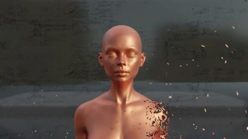 Videohive - 3D Animation, a female personality dissolving into pieces - 35581774 - 35581774