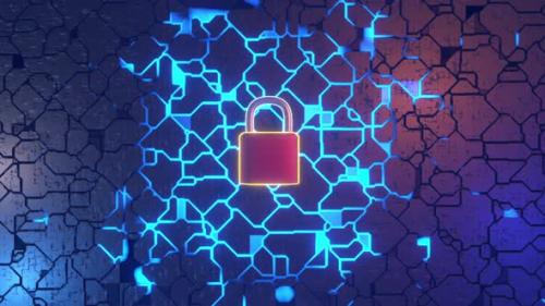 Videohive - 3D rendering, padlock over processing electronic circuit board - 35581856 - 35581856