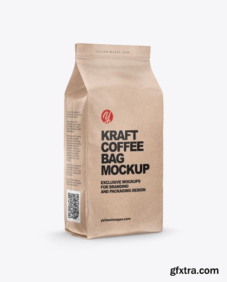 Kraft Coffee Bag Mockup - Half Side View 61909