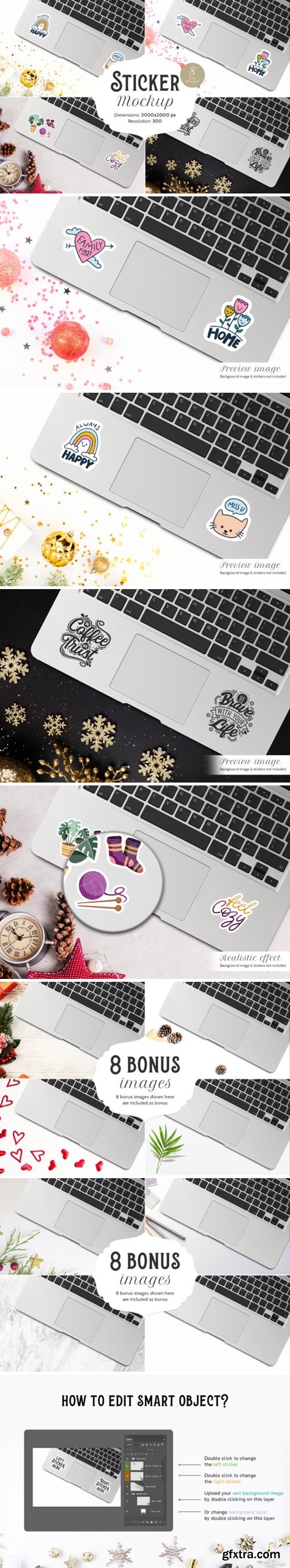 Sticker Mockup | 1 PSD & 8 JPG Images 6902989