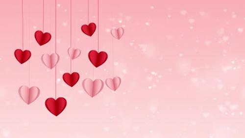 Videohive - Red and pink heart paper cut bouncing with pastel heart background for valentines festival of love - 35760183 - 35760183