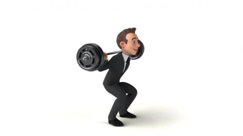 Videohive - 3D cartoon man doing squats - 35762141 - 35762141