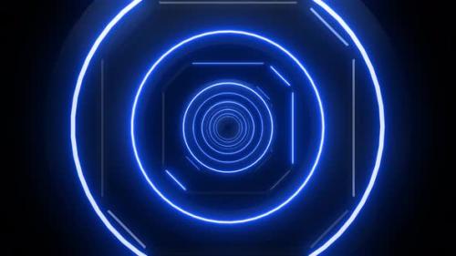 Videohive - 4K Blue Neon Radial Tunnel - 35766243 - 35766243