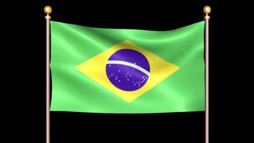 Videohive - Flag Of Brazil Waving In Double Pole Looped - 35782249 - 35782249