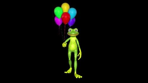 Videohive - Frog Shows Balloons Looped Alpha Channel - 35782956 - 35782956